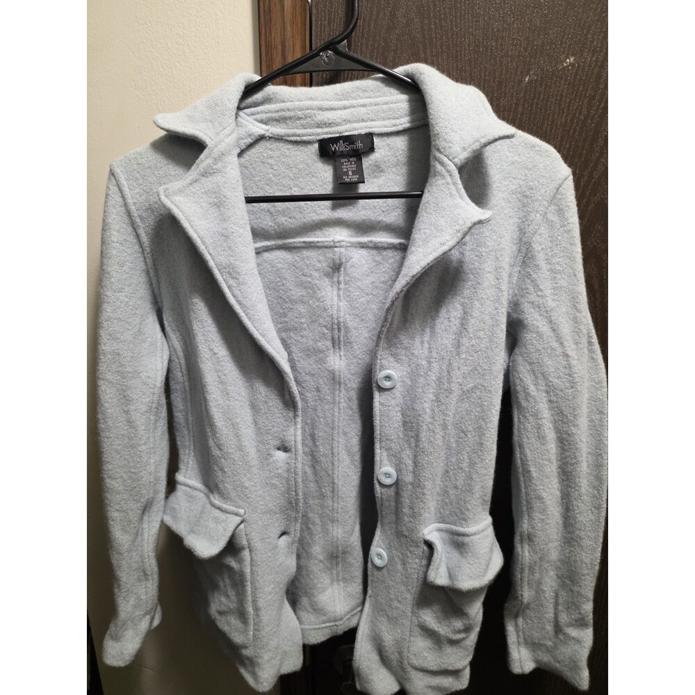 Willi Smith Light Blue Wool Blend Button Front Coat Women’s Jacket Size S